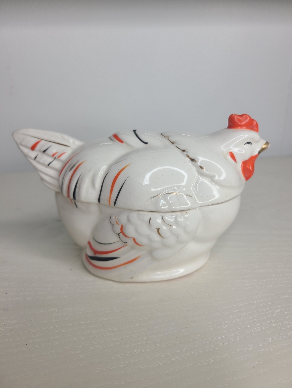 Vintage Chicken Trinket Box 🐔 Made in Japan Farmhouse Decor